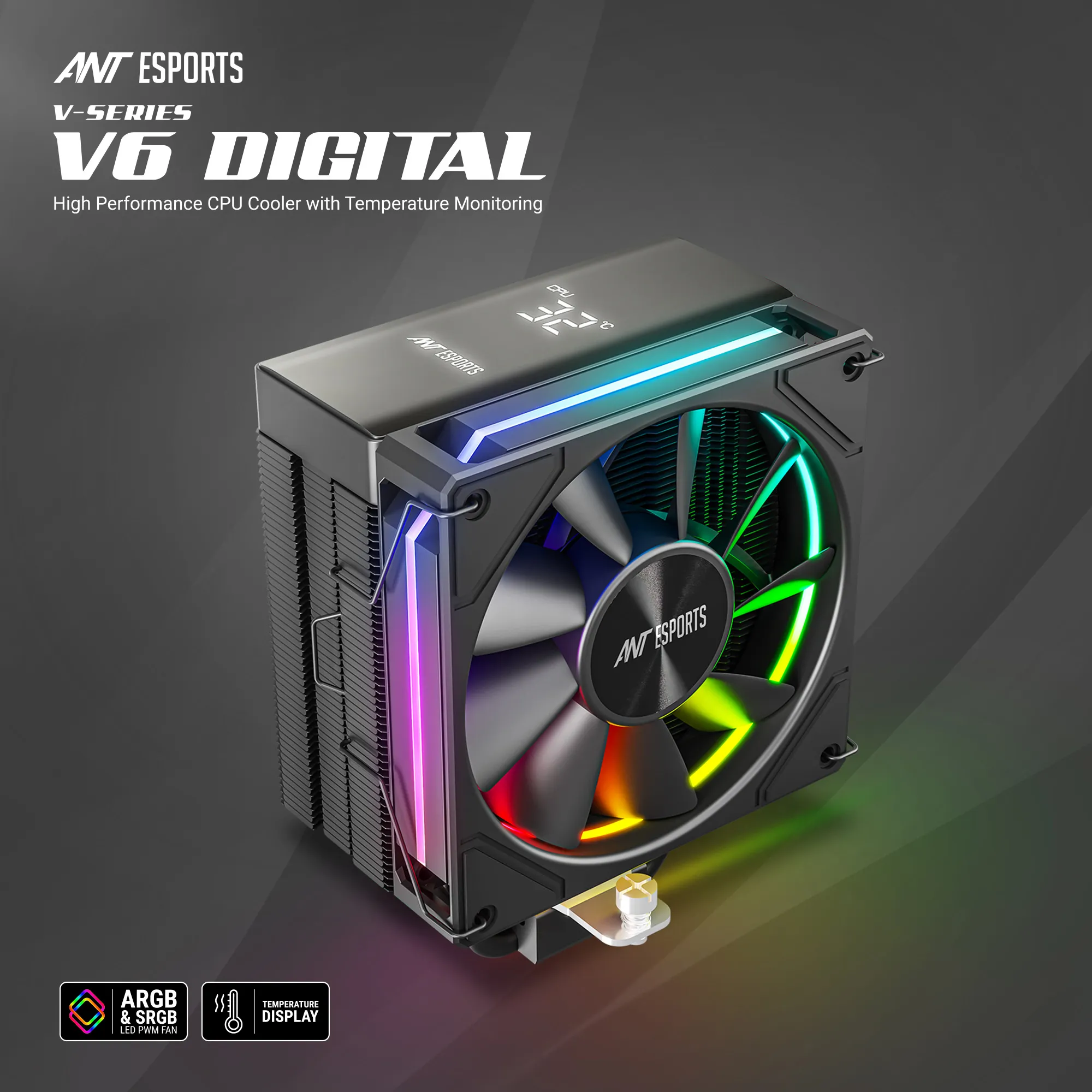 Ant Esports CPU Cooler Air V6 Digital ARGB view 2